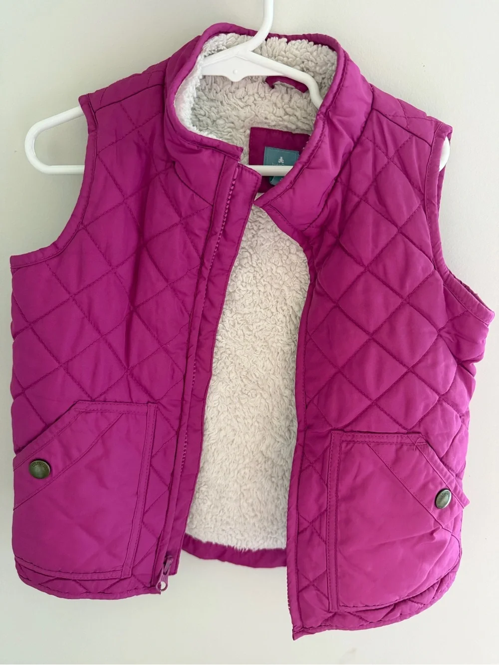 Baby Gap Girls Pink Sherpa Lined Quilted Vest Size 5 Years
